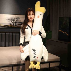 5590130Cm Huge Volume Duck Cuddle Cuddly Long Cushion Soft Stuffed Giant Goose Cuddly Bear Swan doll For Kid Birthday Gift J220729