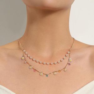 Choker Design Multi-layer Trendy Smail Pearl Short Chokers Necklace For Women Creative Personality Heart Flower