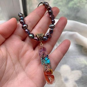 Colares pendentes Reiki Chakra Chakra Orgone Colar Energia Energia Longa Pêndulum Amuleto Black Naturais de Água Doce Livre Mulheres