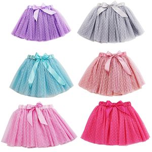 Abbigliamento per bambini Ragazze Punti di filato netto Gonne bambini Gonne con fiocco in pizzo Versione coreana Estate Vestiti per bambini alla moda