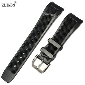 Diver Silicone Rubber Watch Bands 22mm para IWC Men Black Strap para IWC Buckle Zlimsn Brand235L