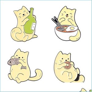 ピンブローチかわいい漫画黄色の猫ブローチピン女性ファッションドレスコートシャツデミンメタル面白いブローチピンバッジバックパックdhkfp