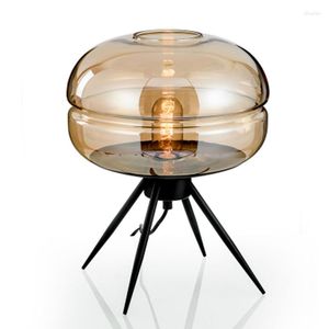 Table Lamps Personality Tripod Design Glass For Living Room Bedroom Bedside Restaurant El Decorative Round Desk