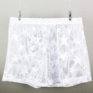 MUITAS PONTAS Mens calças caseiras malha casual malha respirável fishnet cueca transparente boxeador heren boxershort cueca homem ver através de