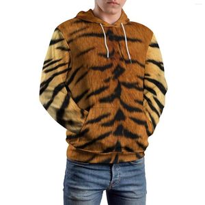 Men's Hoodies Tiger Print Loose Animal Skin Pattern Cute Pullover Hoodie Unisex Long-Sleeve Oversized Casual Top