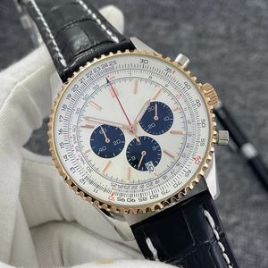 orologio da uomo orologi di marca Cronometro multifunzionale Movimento al quarzo Oro rosa misura 46MM Bracciale in pelle in acciaio inossidabile Vetro zaffiro OROLOGIO impermeabile