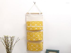 Storage Bags 100pcs/lot Wateproof Cotton Linen Wall Hanging Door Pouch Bedroom Home Office Organizer 3colors B8014