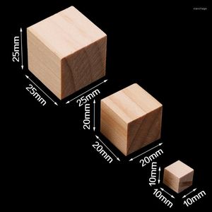 Dekorativa figurer 10/25/25mm träkvadratblock mini kuber utsmyckning för träverk hantverk DIY