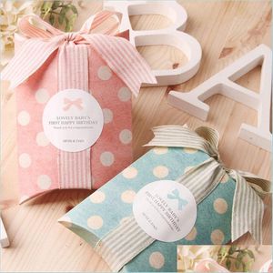 Present Wrap Pillow Candy Box Kraft Paper Christmas Gift Packaging Boxes Wedding Favors Birthday Party Decorations Drop Delivery Home G DHC83