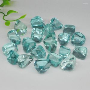 Decorative Figurines Ocean Blue Glass Gravel Specimen Size Irregular Tumbled Stones Reiki Healing Crystal Quartz Mineral Aquarium Decoration