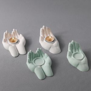 Velas DIY Hands Shaped Cement bandeja Buda Palm Stick Silicone Molds Titular criativo Fazendo suprimentos decoração de casa 221108