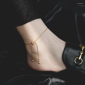 Anklets Rhyson Enkelt för kvinnors mode rostfritt stål guld smycken vintage justerbar sexig benkedja armband ingen blekande gåvor
