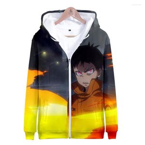 Erkek Hoodies Yenilik Erkekler/Kadınlar 3D Karikatür Desen Hoody Street Giyim Trailsuit Fermuar Dış Giyim İtfaiye Anime Unsiex Sweatshirt Hoodie