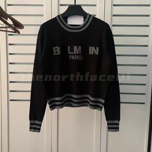 Ballmain Women Designer Sweater Jacket Woman Sweaters Womens Round Neck Stripe Sweaters Stick Letter Sticked Long Sleeved Cardigan Casual Knitwear Shirts 1310