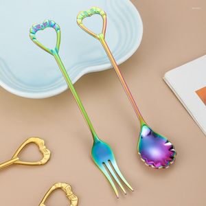 Dinnerware Sets Creative Stainless Steel Dessert Spoon Long Handle Coffee Stirring Honey Bird s Nest Wedding Gift Fork
