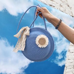 Evening Bags Straw Hat Type Women's Shoulder Bag Cute Crossbody Cotton Linen Material Summer Beach Ladies Fashion Casual Handbag 2022