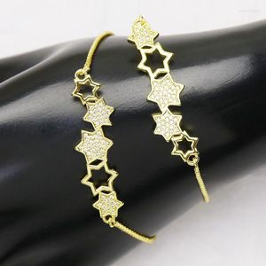 Bracelets de link 10pcs Star Gold Charms Metal Charm Acessórios de Zircão Connectores para Mulheres 8394