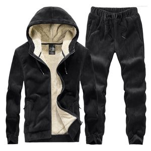 Men's Tracksuits Cashmere Suit Men Winter Men Tracksuit Fleece Warm Hoodie Clonts Roupas 2022 Conjunto casual Plus Size Velvet 2 Peças