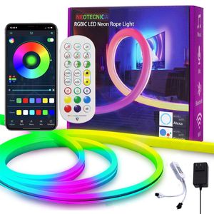 LED şeritler neon ışık rüya renk rgbic 5m 3M 12V TUA akıllı wifi bluetooth uygulama müzik ws2811 led şerit diy dekor aydınlatma Alexa Google Home