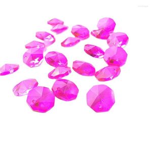 Chandelier Crystal Top Quality 500pcs/lot Fuchsia Color 14mm Glass Octagon Beads 1Hole Chandeliers Lighting Parts DIY Curtains Accessories