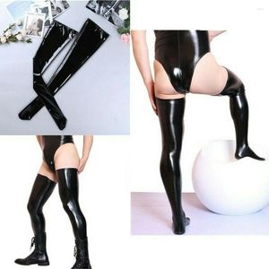 Erkek Çoraplar Erkekler Islak Görünüm Lateks Deri Uyluk Yüksek Ayak Ayakta Çoraplar Taytlar Kulüp Giyim Erkekler Egzotik Resmi Giyim Takım Seksi Sporlar