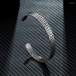 Braccialetto mkendn punk vintage ossidato cuff in acciaio inossidabile ampio braccialetto per regali di gioielli classici di moda