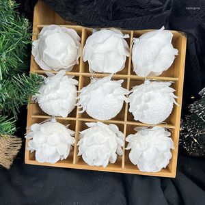 Party Decoration 3pcs 8cm Beautiful Foam Snow Ball White Petal Shape Christmas Balls Tree Ornament Xmas Navidad 2023 Year Decor