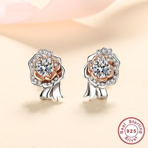 Ohrstecker Geoki, 925er-Sterlingsilber, insgesamt 1 Karat, bestandener Diamanttest, perfekter Schliff, D-Farbe, Moissanit, Roségold, luxuriöser Partyschmuck