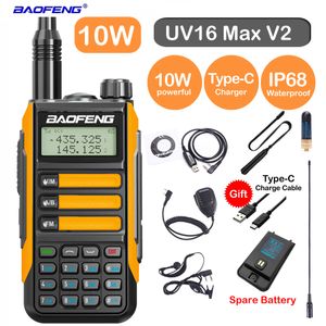 Walkie Talkie Baofeng Professional UV16 Max V2 Update 10W強力なタイプCケーブルデュアルバンドVHFUHF Two Way Radio UV5R Pro UV9R 221108