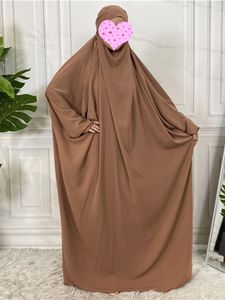 Ethnic Clothing Muslim Jilbab One-piece Prayer Dress Hooded Abaya Islam Women Praying Garment Dubai Saudi Turkey Modest Outfit Worship