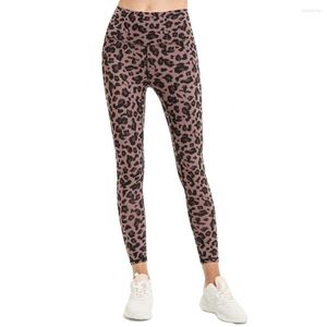 Herrspårsräder leopardtryck leggings för fitness hög midja nylon stretch mysig sport kvinna som kör byxor gym tights träning atletisk