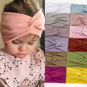 Baby Headband Cross Top Knot Elastic Hair Bands Soft Solid Girls Hairband Hair Accessories Twisted Knotted Headwrap 12 Colors