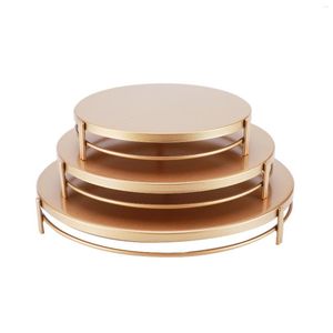 Bakeware Tools 3pcs/set Cake Stand Food Server Afternoon Tea Iron Art Dessert Display Jewelry Storage Cupcake Plate Easy Clean Gold Round