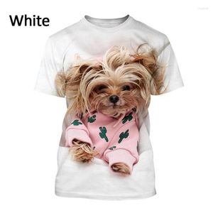 T-shirt da uomo Yorkshire Terrier T-shirt con stampa 3D Moda animale simpatico cane divertente camicia casual girocollo traspirante e confortevole morbida