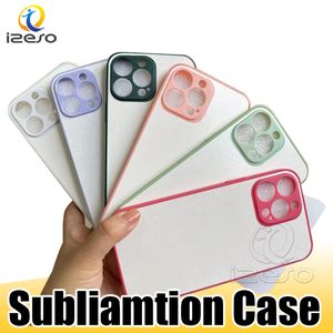 2D Sublimation Blanks Case Celppone obejmuje gumowy tpU PC PC DIY Sublimating Telefon z metalową aluminiową płytą dla iPhone'a 14 13 12 Izeso