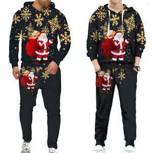 Men's Tracksuits Funny Family Christmas Santa Holiday Parents Kids Matching Hoodie Pants Tracksuit Year Party Xmas Wear Sweatshirts/Suits