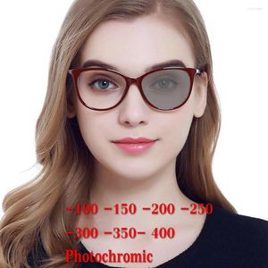 Sonnenbrillenrahmen Mode Übergang Pochromic Myopie Brillen Fertige Gläser für Frauen Computer Optischer Rahmen NX