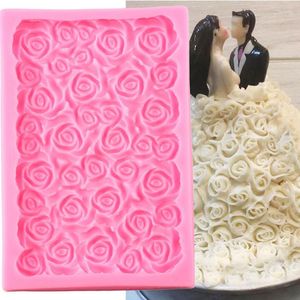 Stampi da forno Modello a spirale di fiori Stampo in silicone Pizzo Tappetino per rose Bordo per torta nuziale Strumenti per decorare fondente Stampo per caramelle al cioccolato