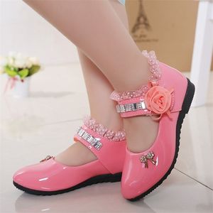 Sneakers Children Elegant Princess PU Leather Sandals Kids Girls Wedding Dress Party Beaded Shoes For 221107