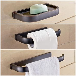 Set di accessori per il bagno Set di ferramenta Porta asciugamani in ottone bronzo scuro Ganci per carta in rotolo Portasapone 3 pezzi Accessori per il bagno con perforazione