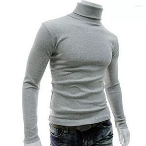 Męskie koszule ciepłe mężczyźni bielizna termiczna bielizna długie rękaw Wysokie szyję golar na rozciąganie Slim Basic Shirt Jumper Knit Pose