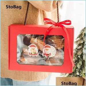 Gift Wrap Gift Wrap Stobag 5Pcs Red 22X15X5Cm Protable Box Wedding Birthday Party Handmade Candy Cake Packing Decoration Drop Delive Dhbhc