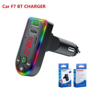 F7 CAR Bluetooth 5.0 FM Transmissor 3.1a USB Fast Charger sem fio Kit de receptor de áudio sem fio Disco TF MP3 player com carregador PD