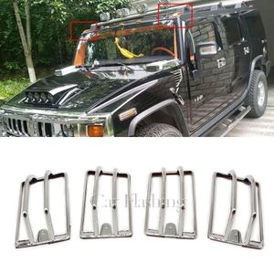 Chrome Marker Light Cover för Hummer H2 SUV SUT 2003-2009 4 PCS Kromtakhytt Lamptrimtillbehör Tillbehör