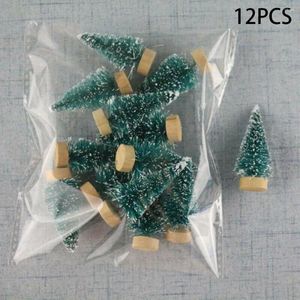Juldekorationer 12st Träd 16 6mm 45 22mm Tree Desktop Mini Miniature Ornament Party Sisal Silk Set