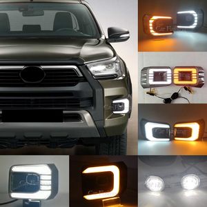 2PCS 자동차 LED 주간 달리기 조명 턴 노란색 신호 DRL DAY LIGHT FOG LALT TOYOTA HILUX ROCCO 2020 2021 2022