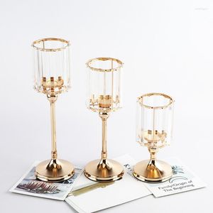 Ljusstake Crystal Glass Holder European Candlestick Ornament Desktop Decor for Romantic Dinner Dining borddekoration