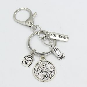 Оптовые молитвы руками Tai Ji yin yan jang Key Ring Buddha Care Car Caue Beader Bag Сумка для подвесной аксессуары подарки