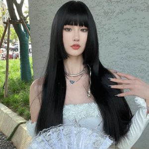Hair Lace Wigs peruca ji penteado masculino e fêmea porque cabelos longos e lisos Fake Girl Cross Dring Três Sabr Princt Qi Ita Cut