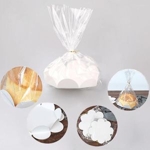 Gift Wrap 10pcs 6/8inch Plastic Bag Wedding Favor With Paper Base&Gold Wire Ties Candy Cookies Chiffon Cake Wrapping Bags